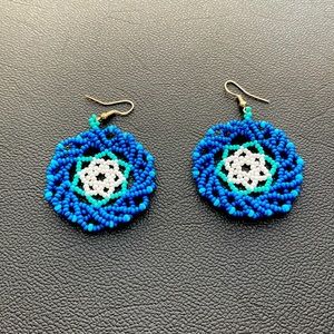 Blue bead earrings (handmade)